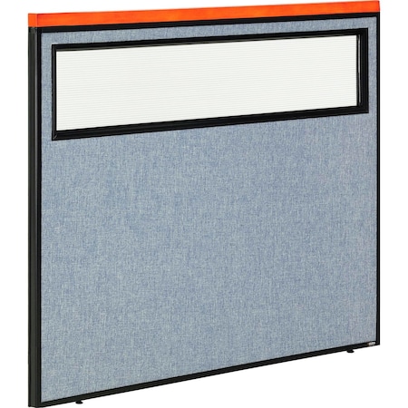 Interion By Global Industrial Interion Deluxe Office Partition Panel with Partial Window, 48-1/4inW x 43-1/2inH, Blue 694759WBL